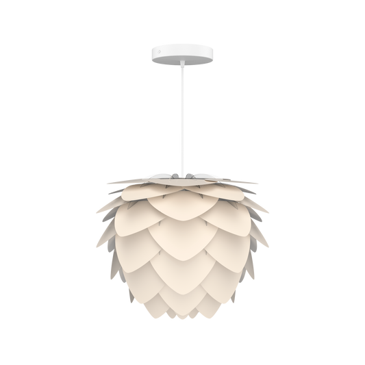 UMAGE Aluvia Mini Hardwired Pendant in Pearl White with White Cord