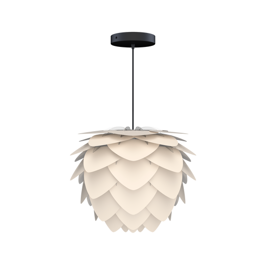 UMAGE Aluvia Mini Hardwired Pendant in Pearl White with Black Cord