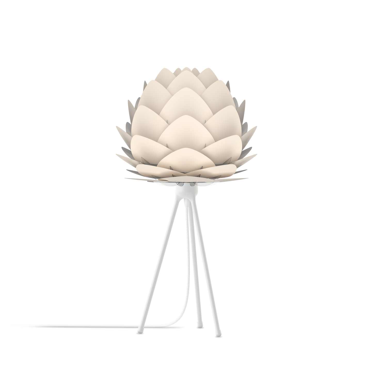 UMAGE Aluvia Mini Tripod Table Lamp in Pearl White with White Base
