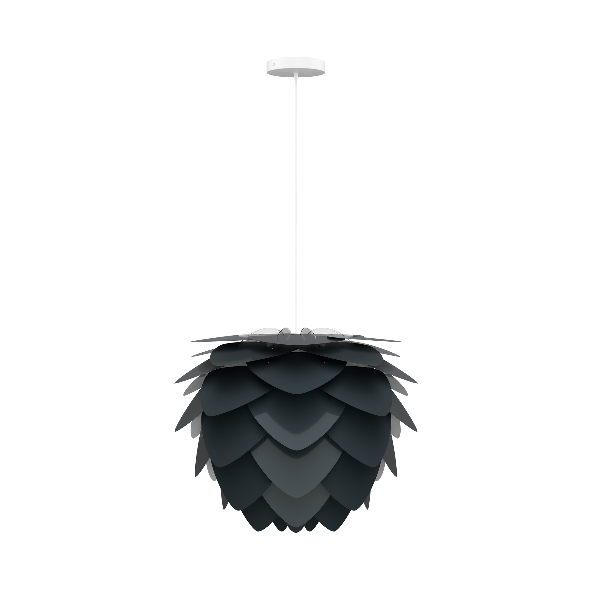 UMAGE Aluvia Medium Hardwired Pendant in Anthracite Grey with White Cord