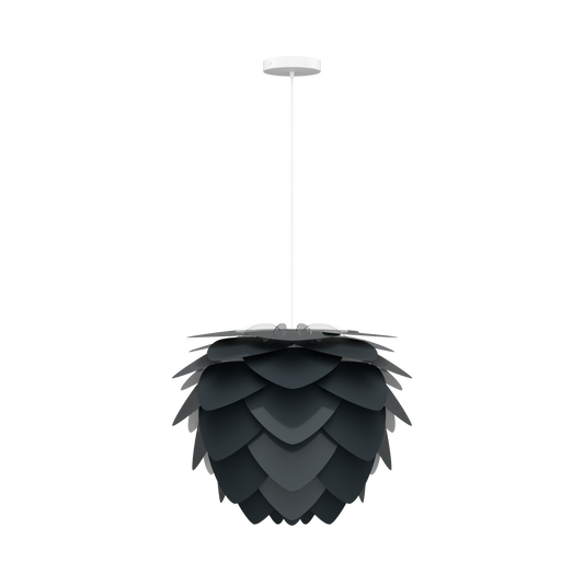 UMAGE Aluvia Medium Hardwired Pendant in Anthracite Grey with White Cord