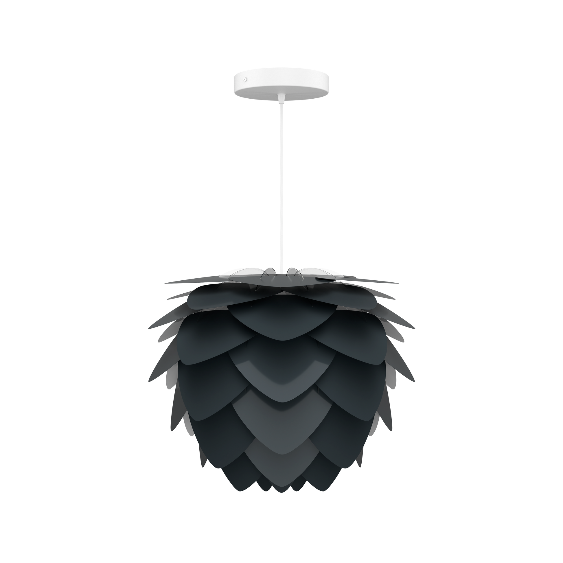 UMAGE Aluvia Mini Hardwired Pendant in Anthracite Grey with White Cord