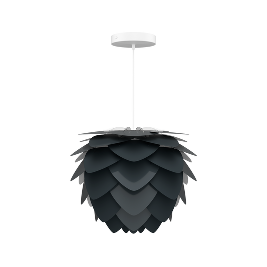 UMAGE Aluvia Mini Hardwired Pendant in Anthracite Grey with White Cord