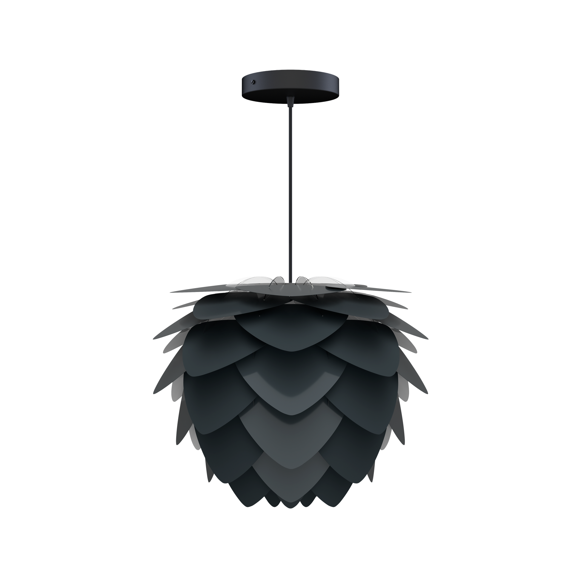 UMAGE Aluvia Mini Hardwired Pendant in Anthracite Grey with Black Cord