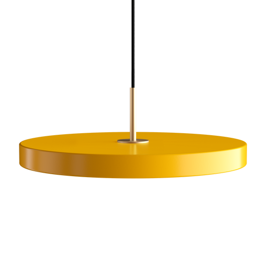 UMAGE Asteria LED Pendant in Saffron Yellow with Brass Connector