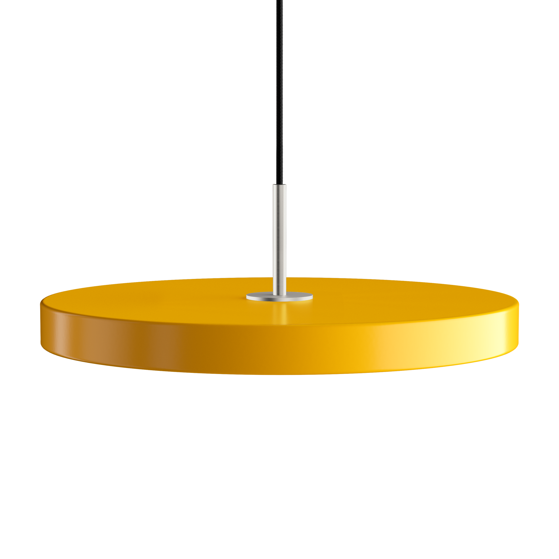 UMAGE Asteria LED Pendant in Saffron Yellow with Steel Connector