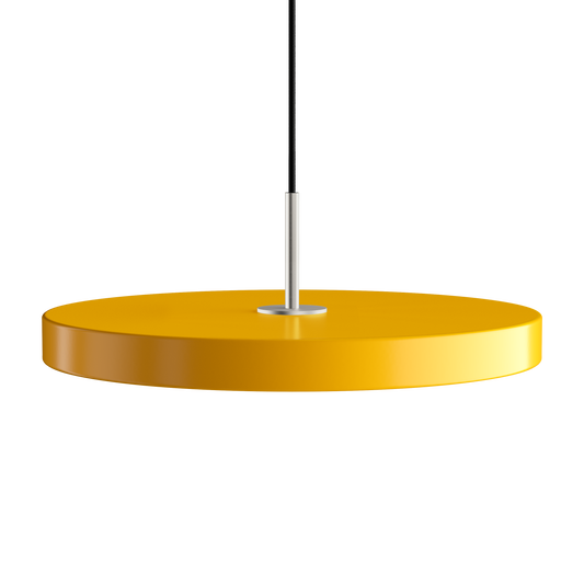 UMAGE Asteria LED Pendant in Saffron Yellow with Steel Connector