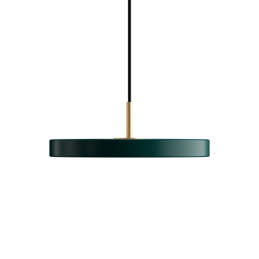 UMAGE Asteria Mini LED Pendant in Forest Green with Brass Connector
