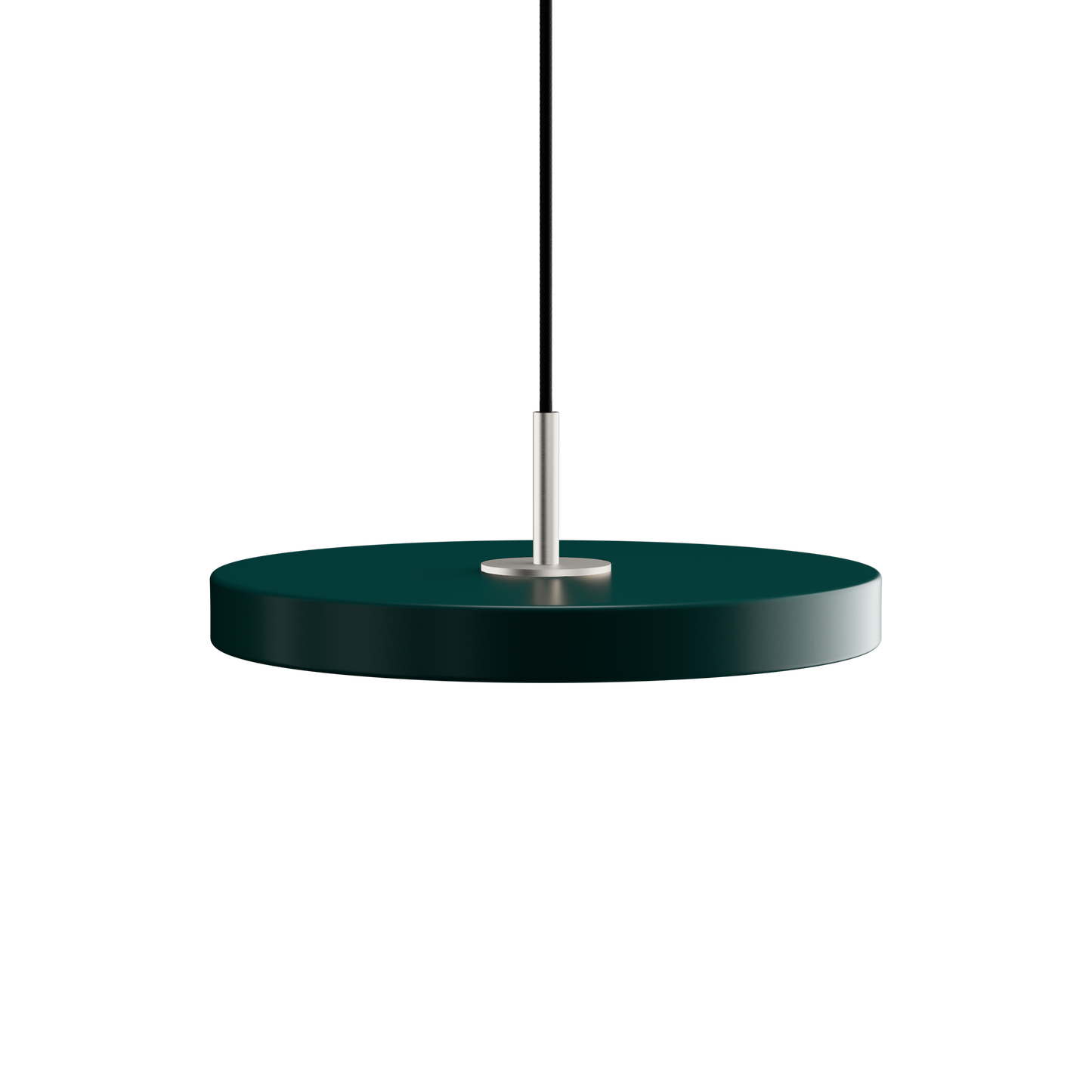 UMAGE Asteria Mini LED Pendant in Forest Green with Steel Connector