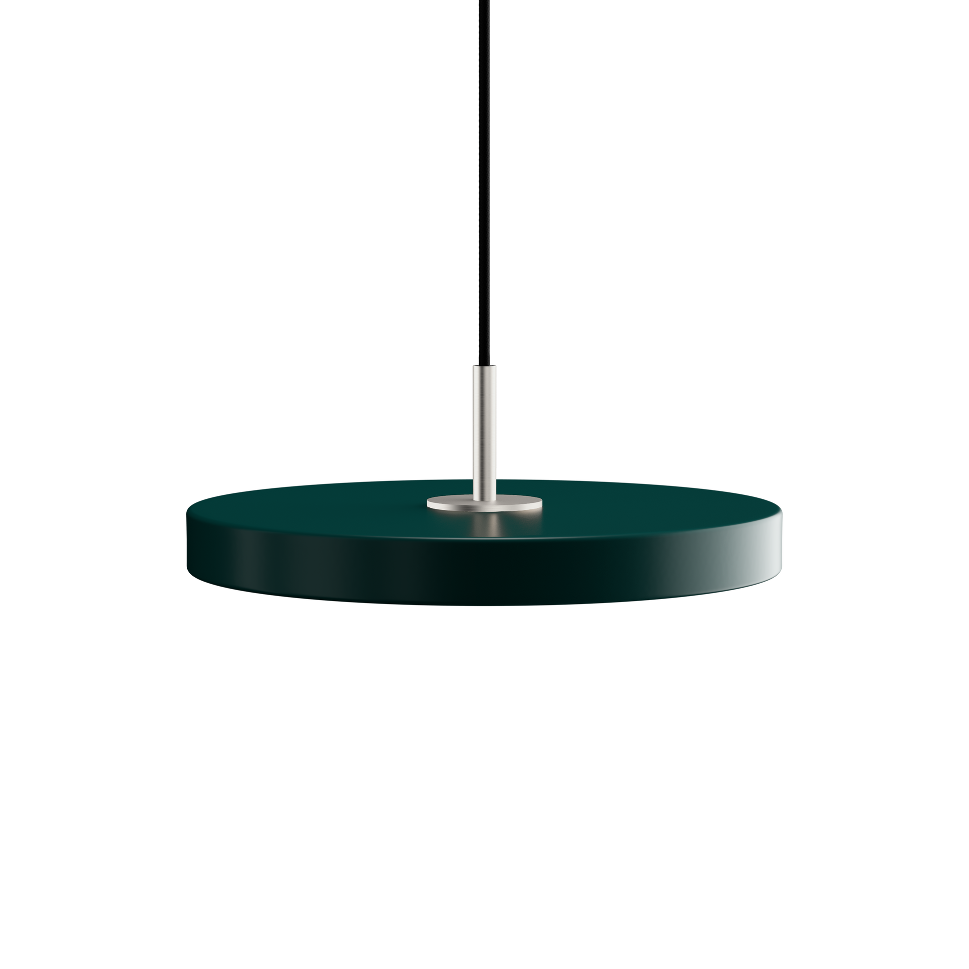 UMAGE Asteria Mini LED Pendant in Forest Green with Steel Connector
