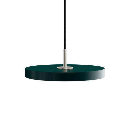 UMAGE Asteria Mini LED Pendant in Forest Green with Steel Connector