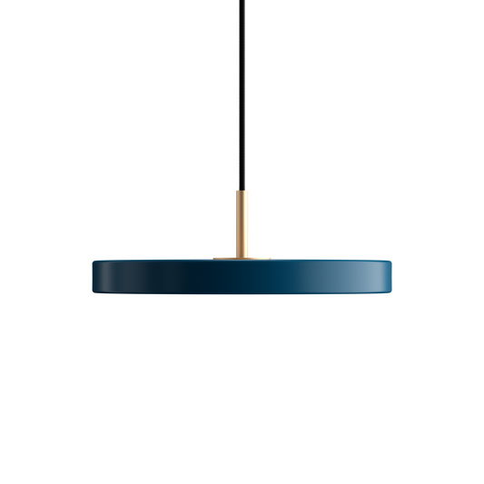 UMAGE Asteria Mini LED Pendant in Petrol Blue with Brass Connector