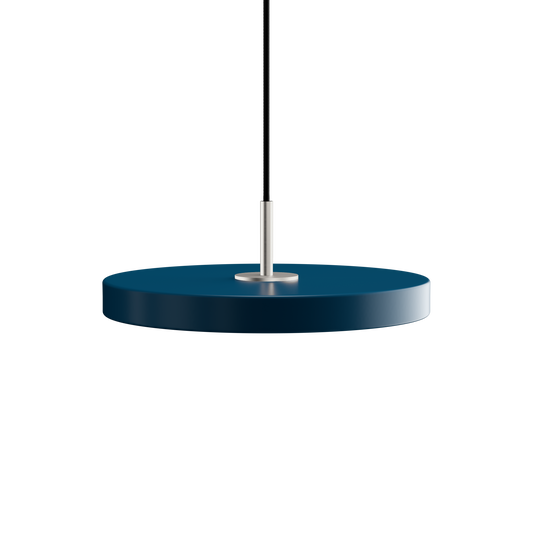 UMAGE Asteria Mini LED Pendant in Petrol Blue with Steel Connector