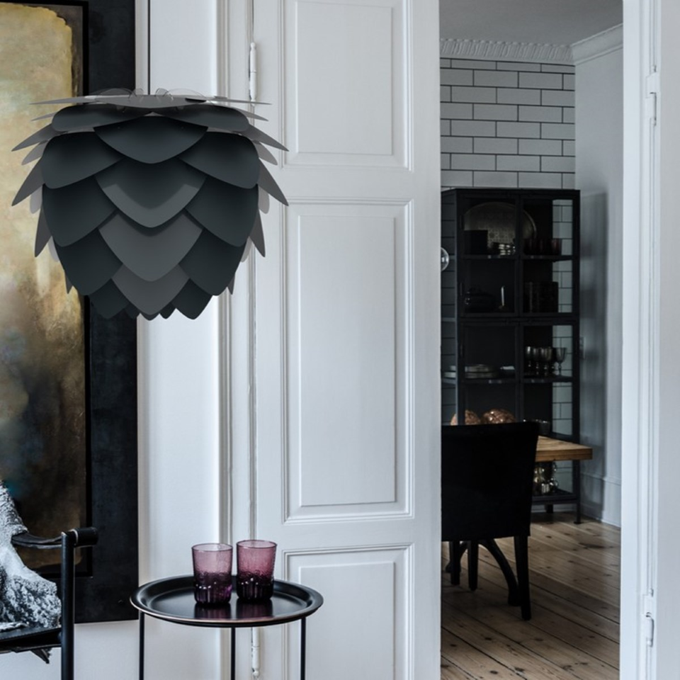 UMAGE Aluvia Medium Anthracite Grey Replacement Shade — styled interior view 4