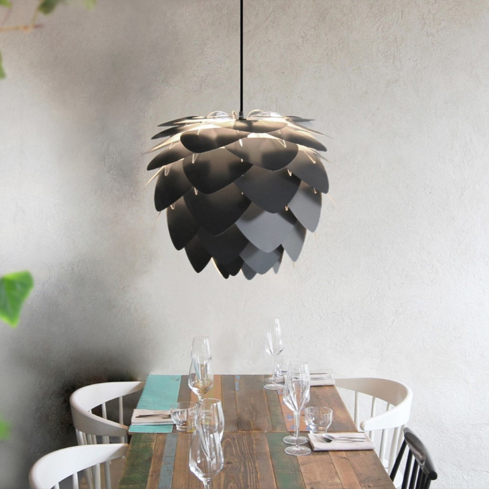 UMAGE Aluvia Medium Anthracite Grey Replacement Shade — styled interior view 2