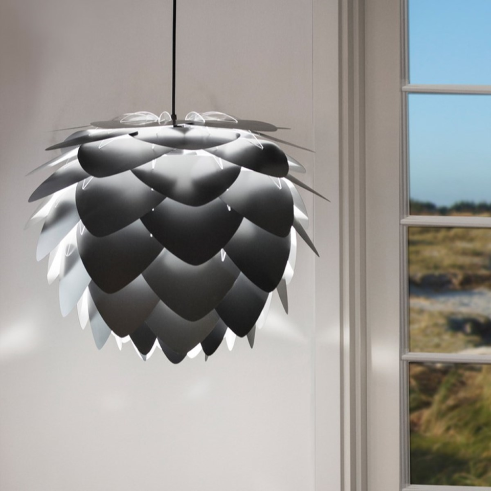 UMAGE Aluvia Medium Anthracite Grey Replacement Shade — styled interior view 3