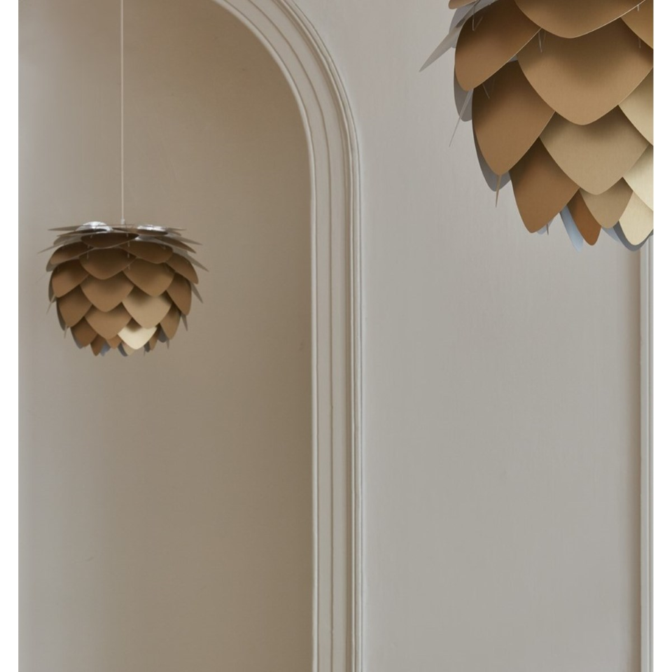 UMAGE Aluvia Mini Brushed Brass Replacement Shade — styled interior view 2