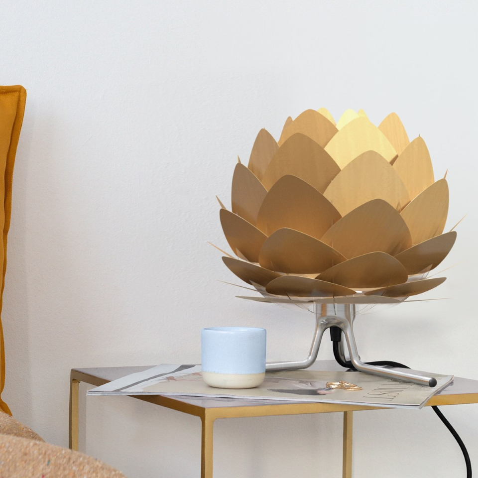 UMAGE Aluvia Mini Brushed Brass Replacement Shade — styled interior view