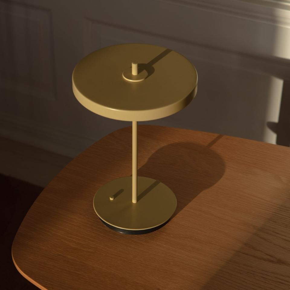 UMAGE Asteria Move Monochrome Portable Table Lamp - Clay — styled interior view 4