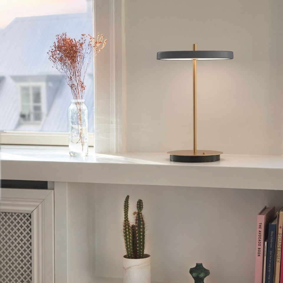 UMAGE Asteria Move LED Portable Table Lamp in Anthracite — styled interior view 8