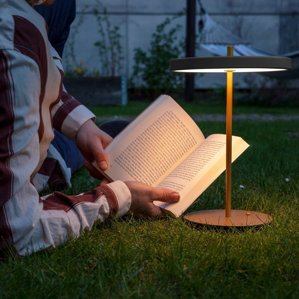 UMAGE Asteria Move LED Portable Table Lamp in Anthracite — styled interior view 11