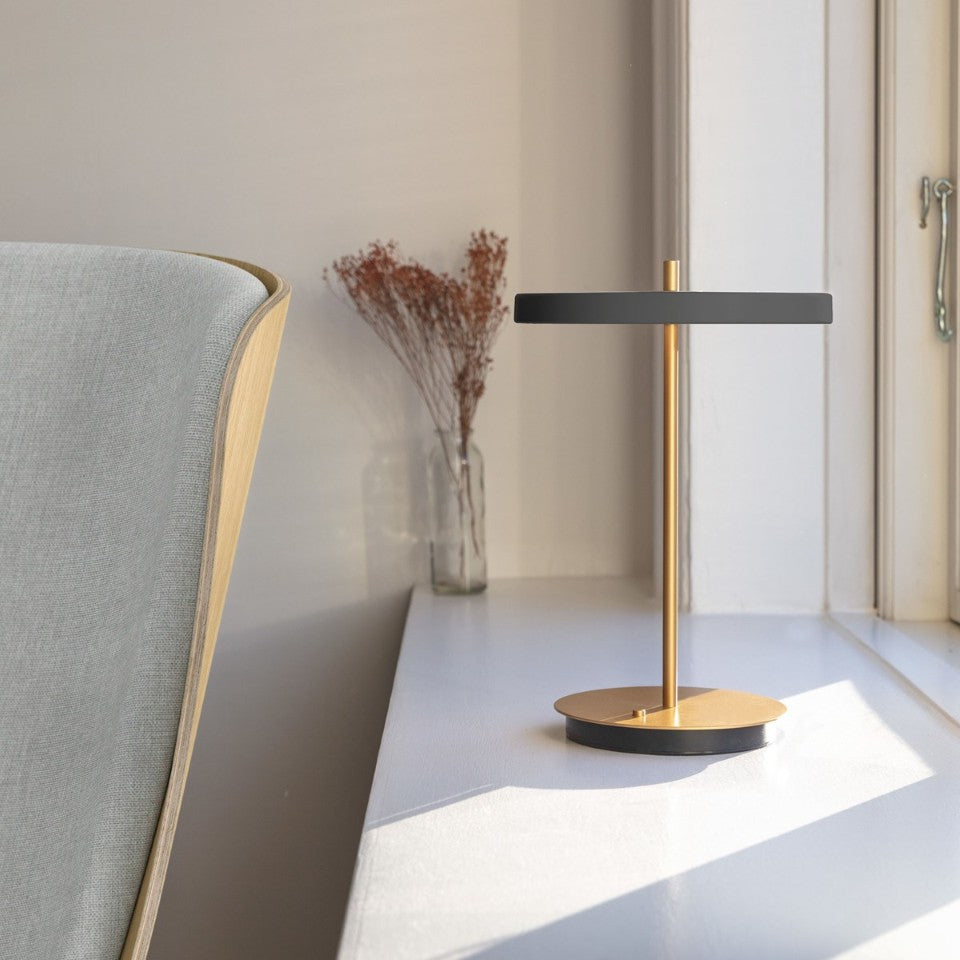 UMAGE Asteria Move LED Portable Table Lamp in Anthracite — styled interior view 3