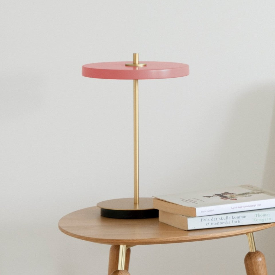 UMAGE Asteria Move LED Portable Table Lamp in Nuance Rose — styled interior view 4