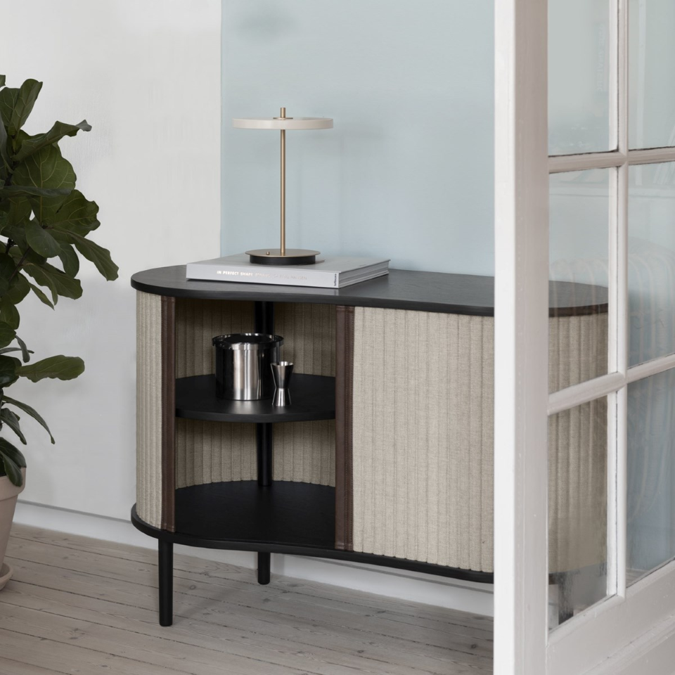 UMAGE Asteria Move LED Portable Table Lamp in Pearl White — styled interior view 2