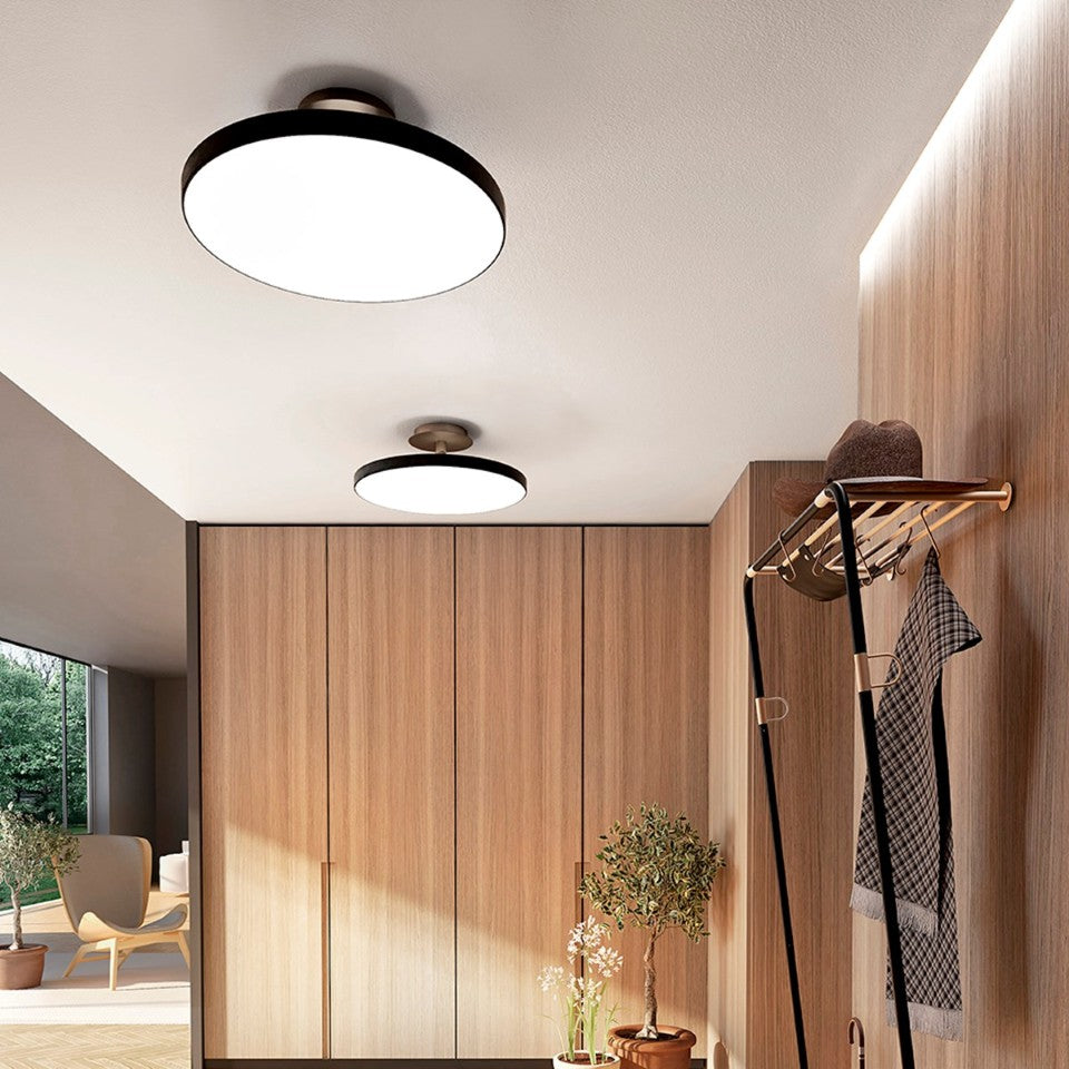 UMAGE Asteria UP Large LED Flushmount Anthracite Grey — styled interior view
