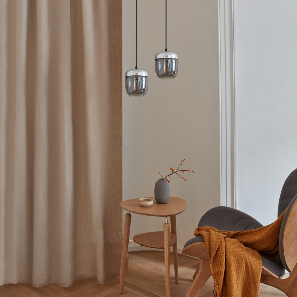 UMAGE Acorn Steel and Smoked Glass Replacement Shade — styled interior view 2