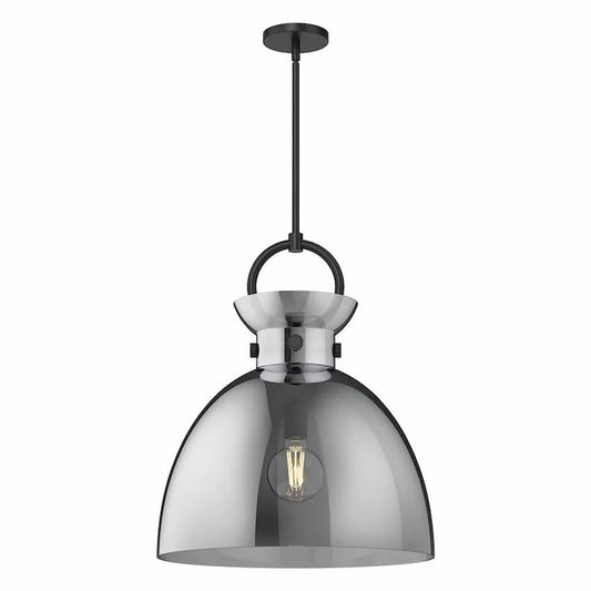 Alora Mood Waldo PD411818MBSM 18-Inch Pendant Light in Matte Black Finish with Smoked Glass Dome Shade