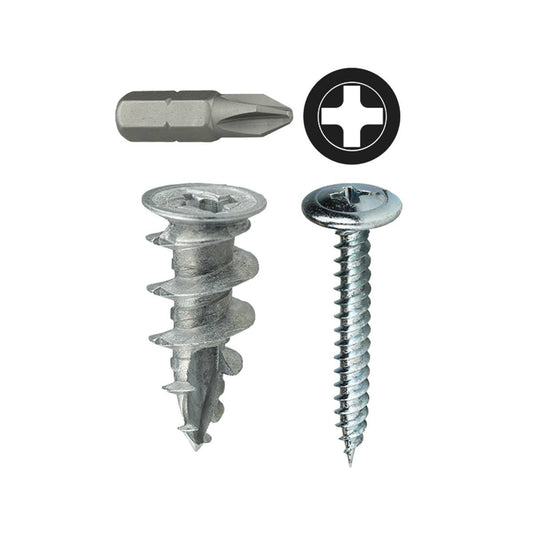 Dottie WDK8WT Dottie #8 Zinc Alloy Walldriller Anchor Kit w/ Wafer Head Phillips Drive Screws (Tuff Pack) WDK8WT
