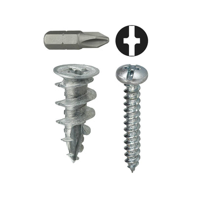 Dottie WDK8 Dottie #8 Zinc Alloy Walldriller Anchor Kit w/ Pan Head Combo Drive Screws WDK8
