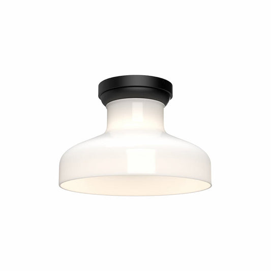 Alora Mood Westlake FM540011MBGO 11-inch one-light flush mount with glossy opal glass shade
