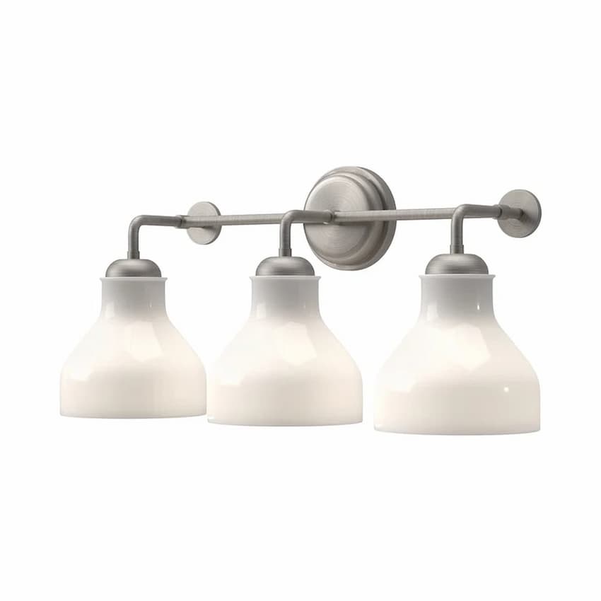 Alora Mood Westlake Collection VL540322BNGO Bathroom Vanity Light with Brushed Nickel Steel Frame and Three Glossy Opal Glass Shades