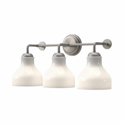Alora Mood Westlake Collection VL540322BNGO Bathroom Vanity Light with Brushed Nickel Steel Frame and Three Glossy Opal Glass Shades