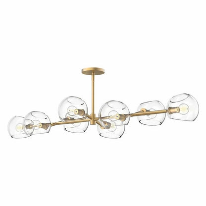 Alora Mood Willow Collection LP548848BGCL Linear Pendant with Brushed Gold Steel Frame, Eight Clear Glass Shades and Lamps Off