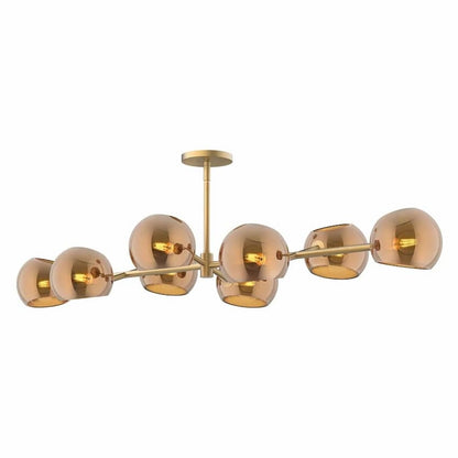 Alora Mood Willow LP548848BGCP 48-Inch 8-Light Linear Pendant in Brushed Gold Finish with Copper Glass Shades