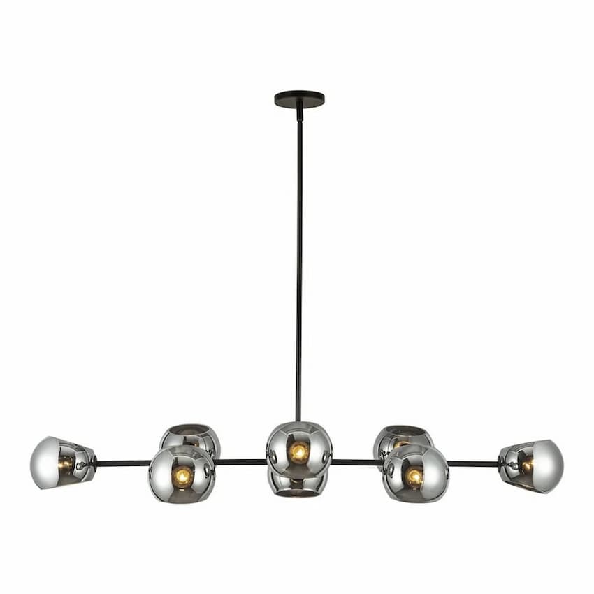 Alora Mood LP548848MBSM Willow 48-Inch 8-Light Linear Pendant in Matte Black Finish with Glass Shades