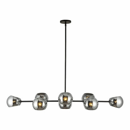 Alora Mood LP548848MBSM Willow 48-Inch 8-Light Linear Pendant in Matte Black Finish with Glass Shades