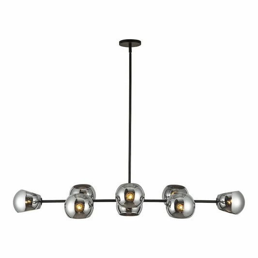 Alora Mood LP548848MBSM Willow 48-Inch 8-Light Linear Pendant in Matte Black Finish with Glass Shades