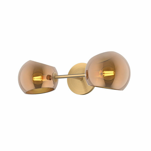 Alora Mood Willow WV548217BGCP 17-inch two-light vanity light with brushed gold finish and glass shades
