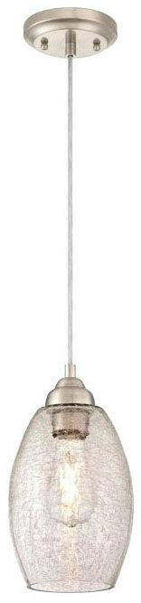 Westinghouse 1-light pendant light, brushed nickel, with crackle glass