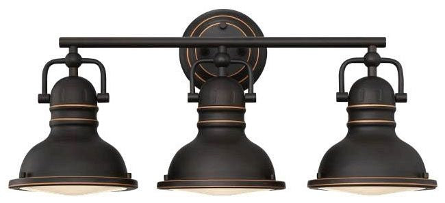 Westinghouse 3-light wall sconce, oil rubbed bronze, with prismatic lens