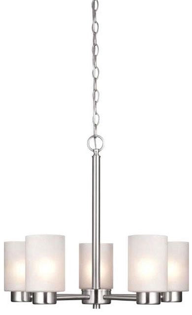 Westinghouse 5-light chandelier, brushed nickel, with frosted glass
