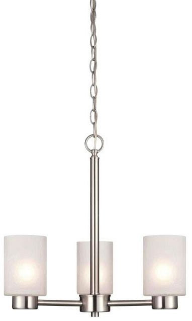 Westinghouse 3-light chandelier, brushed nickel, with frosted glass