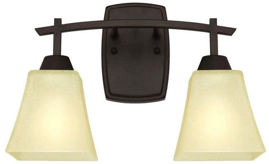 Westinghouse 2-light wall sconce, oil rubbed bronze, with amber linen glass