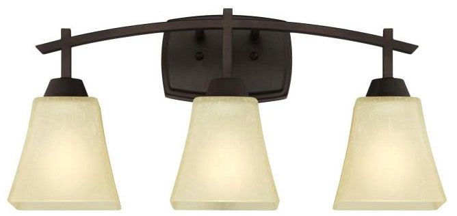 Westinghouse 3-light wall sconce, oil rubbed bronze, with amber linen glass