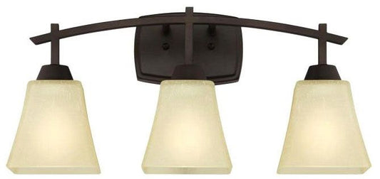 Westinghouse 3-light wall sconce, oil rubbed bronze, with amber linen glass