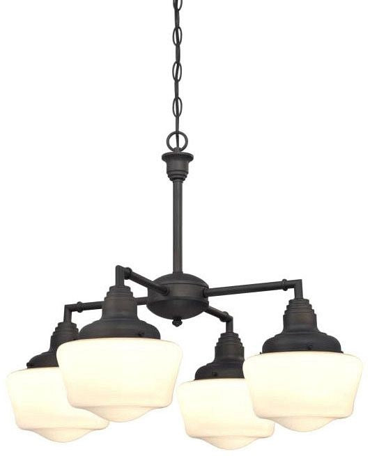 Westinghouse 4-light chandelier, oil rubbed bronze, with opal glass